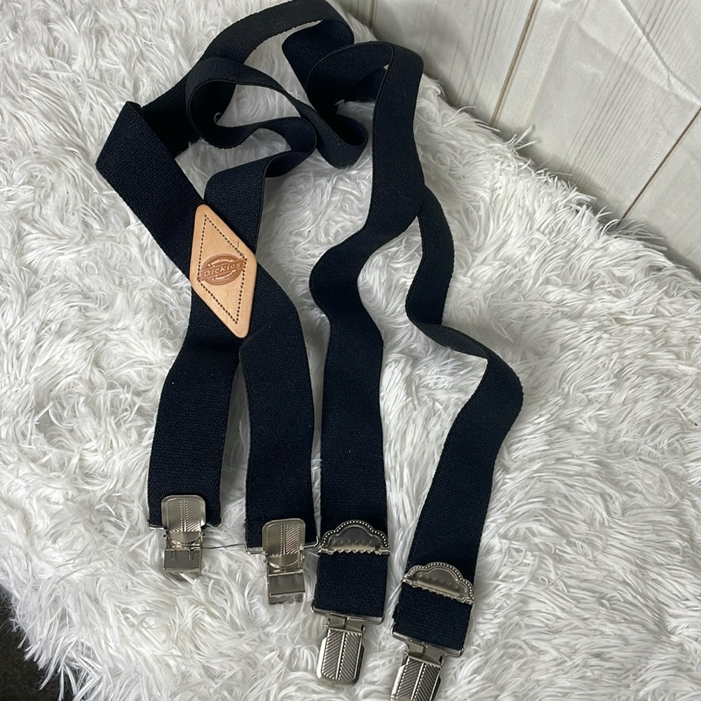 Dickies Men’s Suspenders Stretch Black  Metal Adjustable Clips Y Back